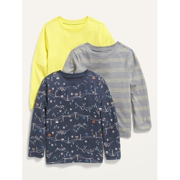 NWT Old Navy Unisex Long-Sleeve T-Shirt‎ 3-Pack for Toddler Size 4T - Picture 1 of 4